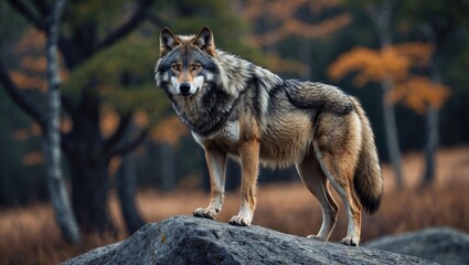 Naklejka premium wolf with a gray coat
