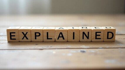 Word "Explained" Displayed on Wooden Blocks