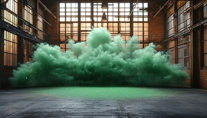 Green Smoke Explosion in Factory.