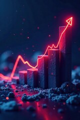 graph of stock market rising upwards, growth, market, stock