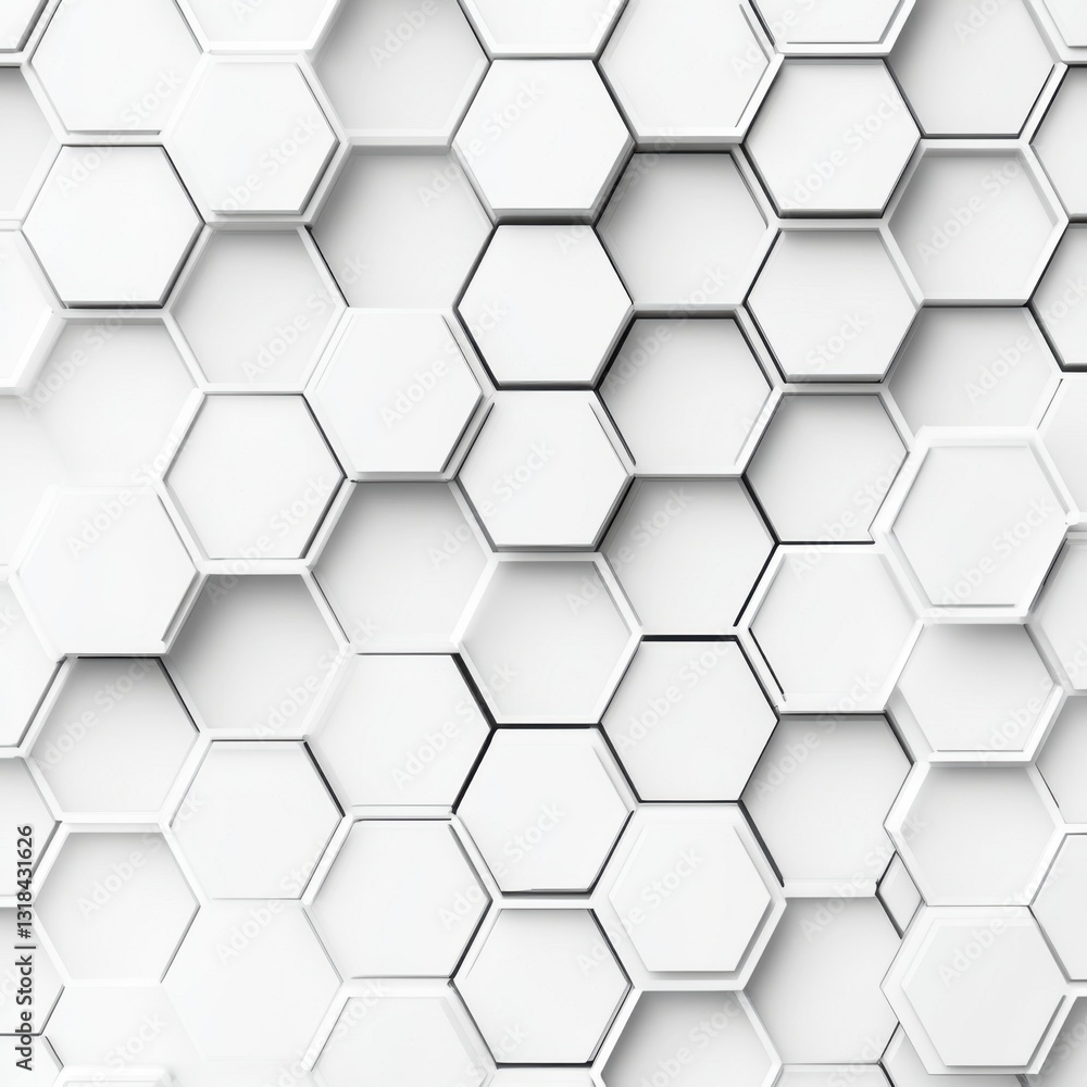 Poster abstract white hexagonal pattern creating a textured background.