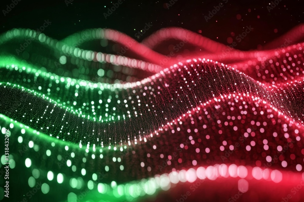 Aufkleber a striking and colorful abstract scene displaying sparkling red and green shades, resulting in a sat