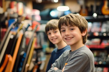 boys in music store