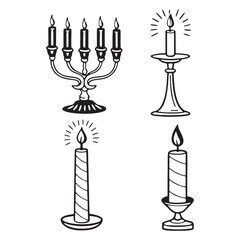 illustration Unique Candle Design Silhouette Style Flame Shape Elements