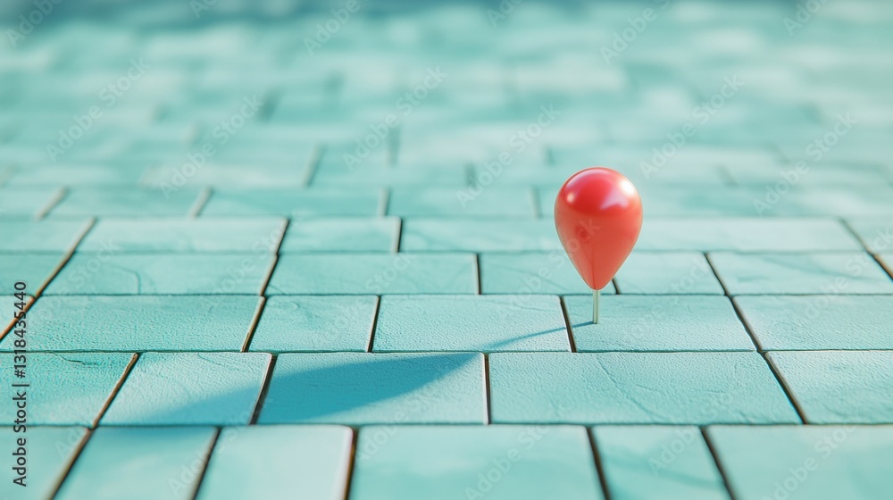 Poster a location pin casting a long shadow on a map, representing the significance or importance of the ma