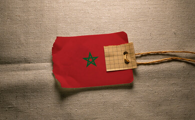 Cloth with a blank label and a flag of Morocco 3D Rendering