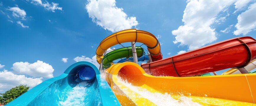 Exciting water slide experience at a vibrant water park with thrilling twists and turns for endless summer fun