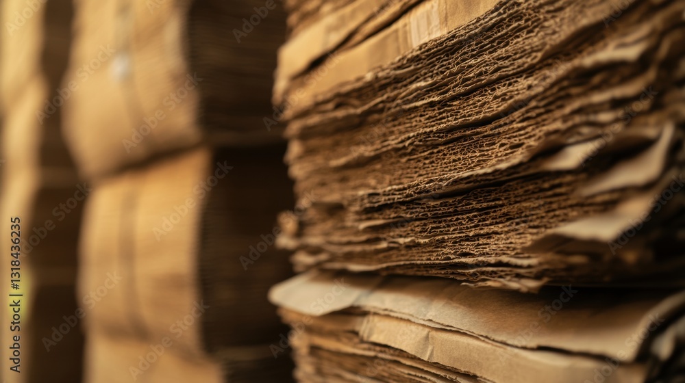 Poster cardboard sheets are stacked neatly in a storage area, showcasing their texture and readiness for re