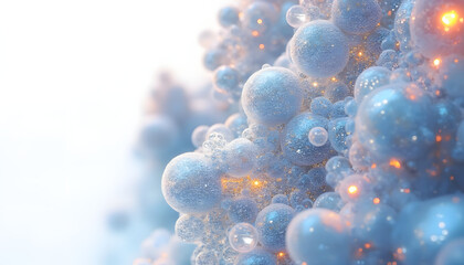 “Quantum crystal: holographic shimmers, microstructure with iridescent breaks, unreal depth, soft transitions, white background”