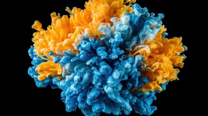 Obraz premium Swirling shades of blue and orange blend seamlessly, creating an abstract representation of fluid art that captivates the viewer