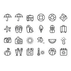 Hand-Drawn Summer Doodles Set – Tropical Beach, Vacation & Travel Elements