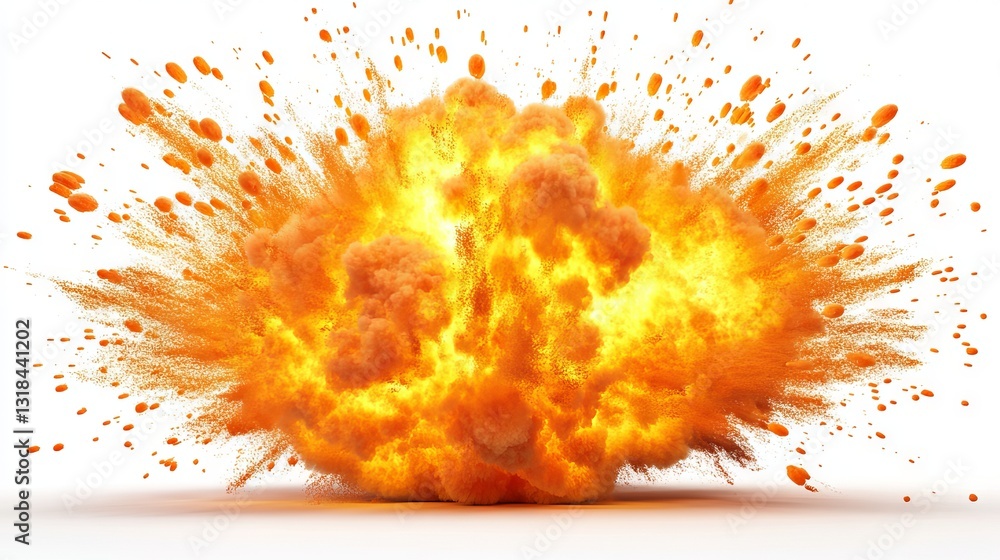 Poster the set contains a series of explosive blasts with dynamic orange and red flames shooting outward, g