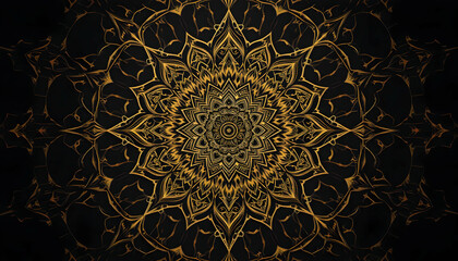 Gold Mandala Art Luxury Black  Gold Design
