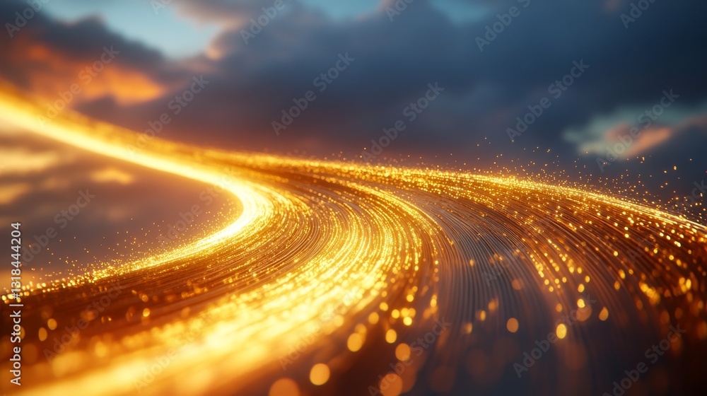Poster a lively graphic displaying a data network on a digital highway, symbolizing the quick transfer of i