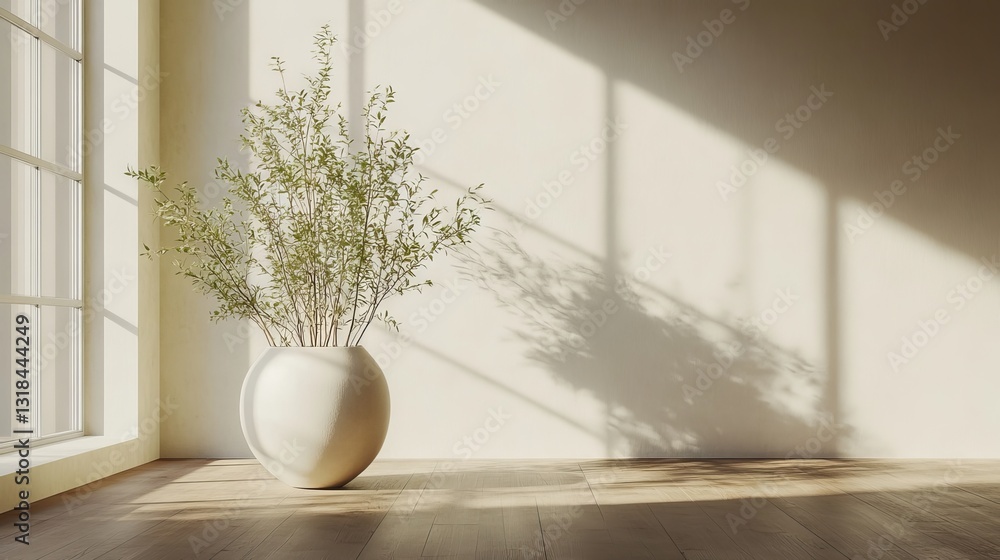 Poster a light background with a minimalist design achieves a clean and simple look by casting a soft shado