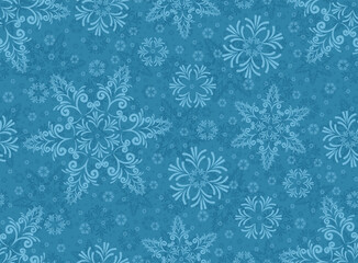 Seamless blue background with snowflakes.
