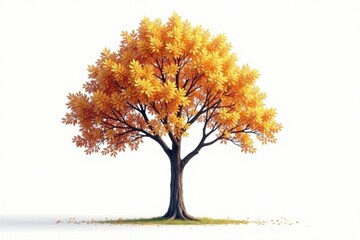 A single tall tree with leaves against a white background, green, tree