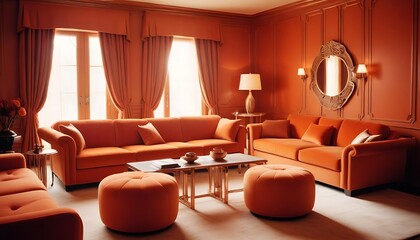 Fototapeta premium An elegant and tastefully decorated living room with matching furniture