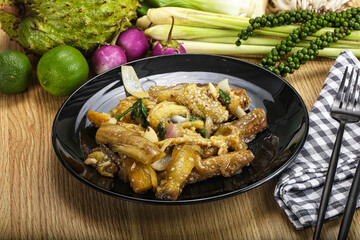 Roasted Thai eggplant with onion