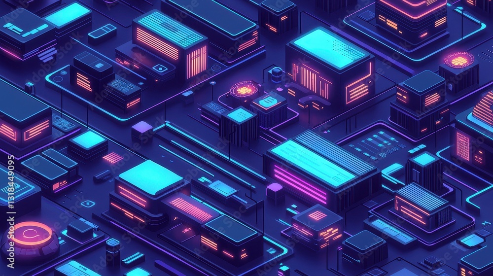 Poster futuristic investment in technology a business hub of the future featuring interactive ai in a digit
