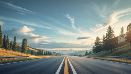 Obraz premium Impressive Asphalt Road Intersecting Scenic Landscape