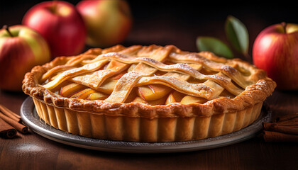 Apple tart, fruit tart, apple pie, Generated image