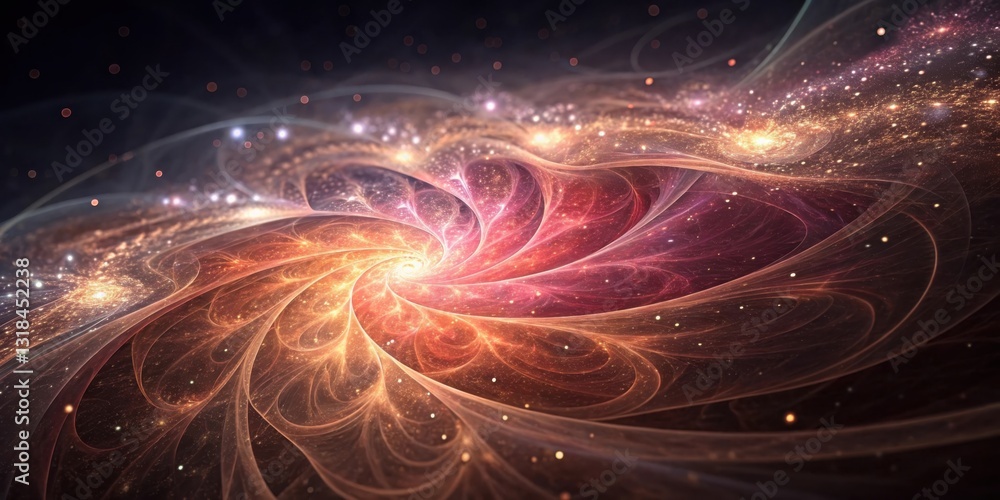 Poster Abstract cosmic swirl of celestial dust and light in a fractal pattern