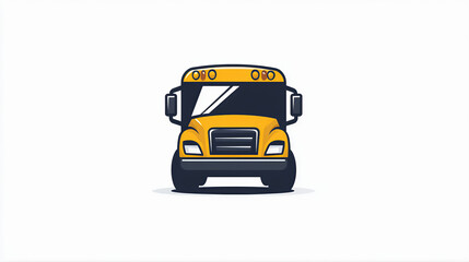 Yellow school bus front view vector illustration logo  isolated on white background