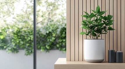 Modern Indoor Plant Display in Bright Minimalist Home Interior
