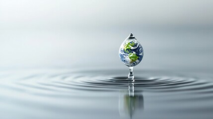 An ethereal water drop containing the Earth   a symbolic visual representation of environmental sustainability renewable energy and the need to protect our fragile planet