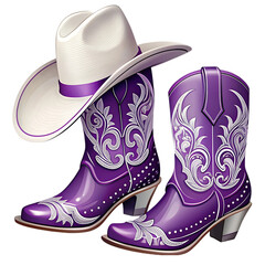 Purple Cowgirl Boots & Hat