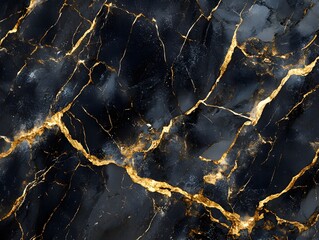 Fototapeta premium Elegant Black Marble with Golden Veins for Background or Design Use