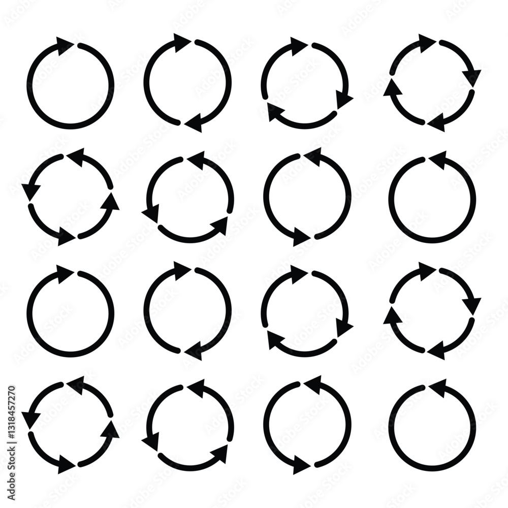 Aufkleber circle arrow vector, icon set. set of black arrows vector isolated on white background. flat style i