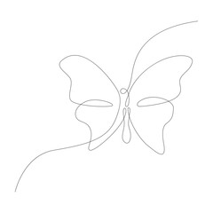 continuous butterfly single line art drawing vector