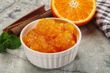 Tasty homemade Orange jam in the bowl