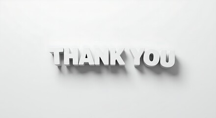 3D pop-up effect 'Thank You' text with subtle shadow on a white background