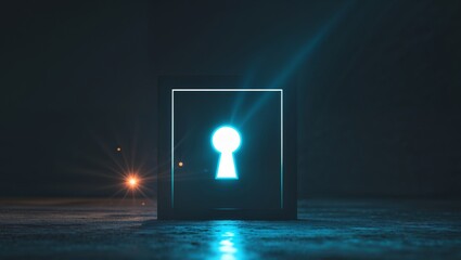 Glowing Digital Keyhole in Dark Background