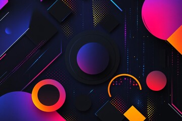 Black flat geometric background with mixed kinetic style