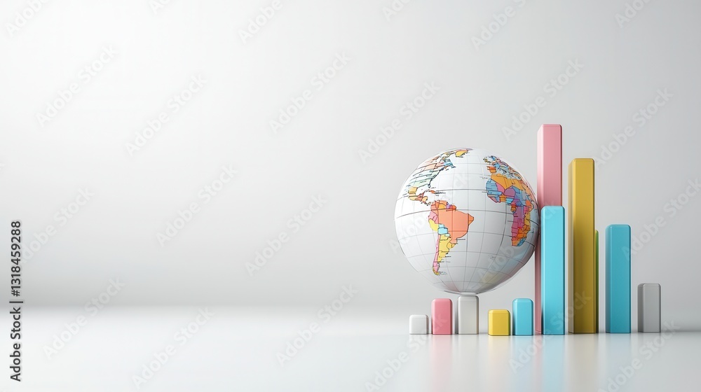 Poster sophisticated 3d rendered digital concept featuring a globe data charts and graphs showcasing a comp
