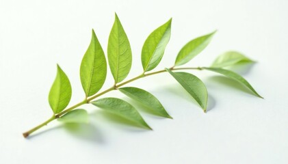 Obraz premium delicate leaf isolated on white background with subtle texture, simple, minimalist, tree