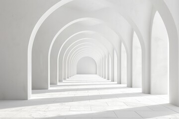 Fototapeta premium Architectural White Corridor with Arches and Shadows