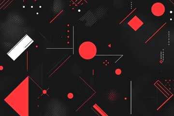Black flat geometric background with mixed kinetic style