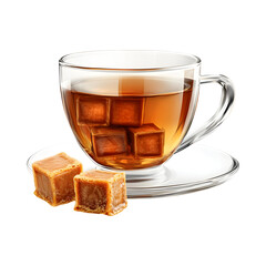 Earl Grey Tea Caramel Cubes Isolated on Transparent Background