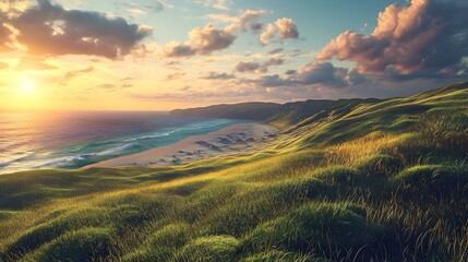 Coastal Landscape at Sunset