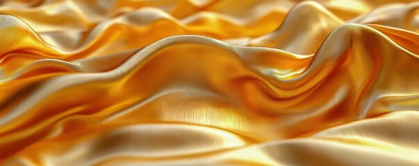 Obraz premium Elegant Gold Satin Fabric with Metallic Background: Luxurious Abstract 3D Rendering
