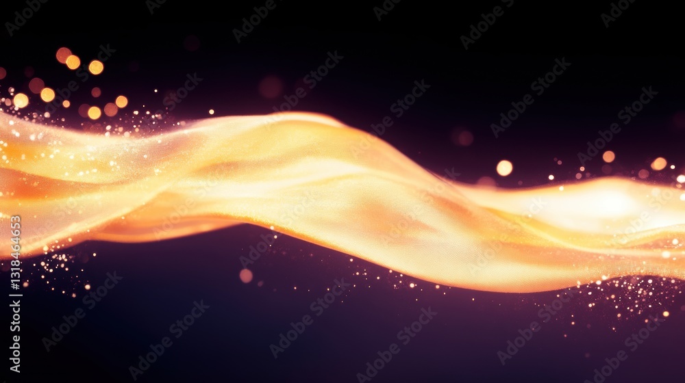 Poster soft golden waves flow gracefully against a dark backdrop, creating a shimmering and ethereal effect