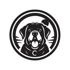 Detailed Black and White Silhouette of a Labrador Retriever Head