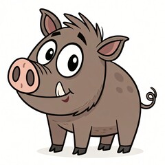 Naklejka premium Adorable Cartoon Wild Boar Illustration Happy Piglet Character Design Funny Farm Animal
