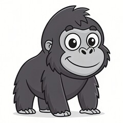 Naklejka premium Adorable Cartoon Baby Gorilla Cute Gray Primate Illustration Wildlife Animal Design