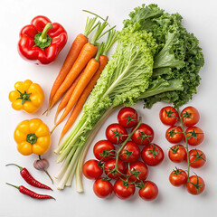 fresh vegetables on white background